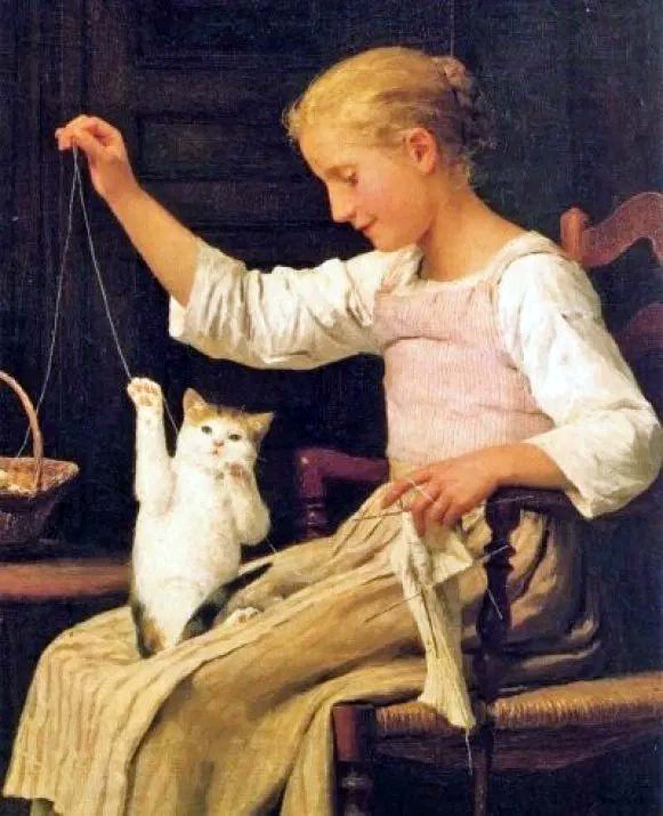 Jeune fille au tricot et au chat - 1903