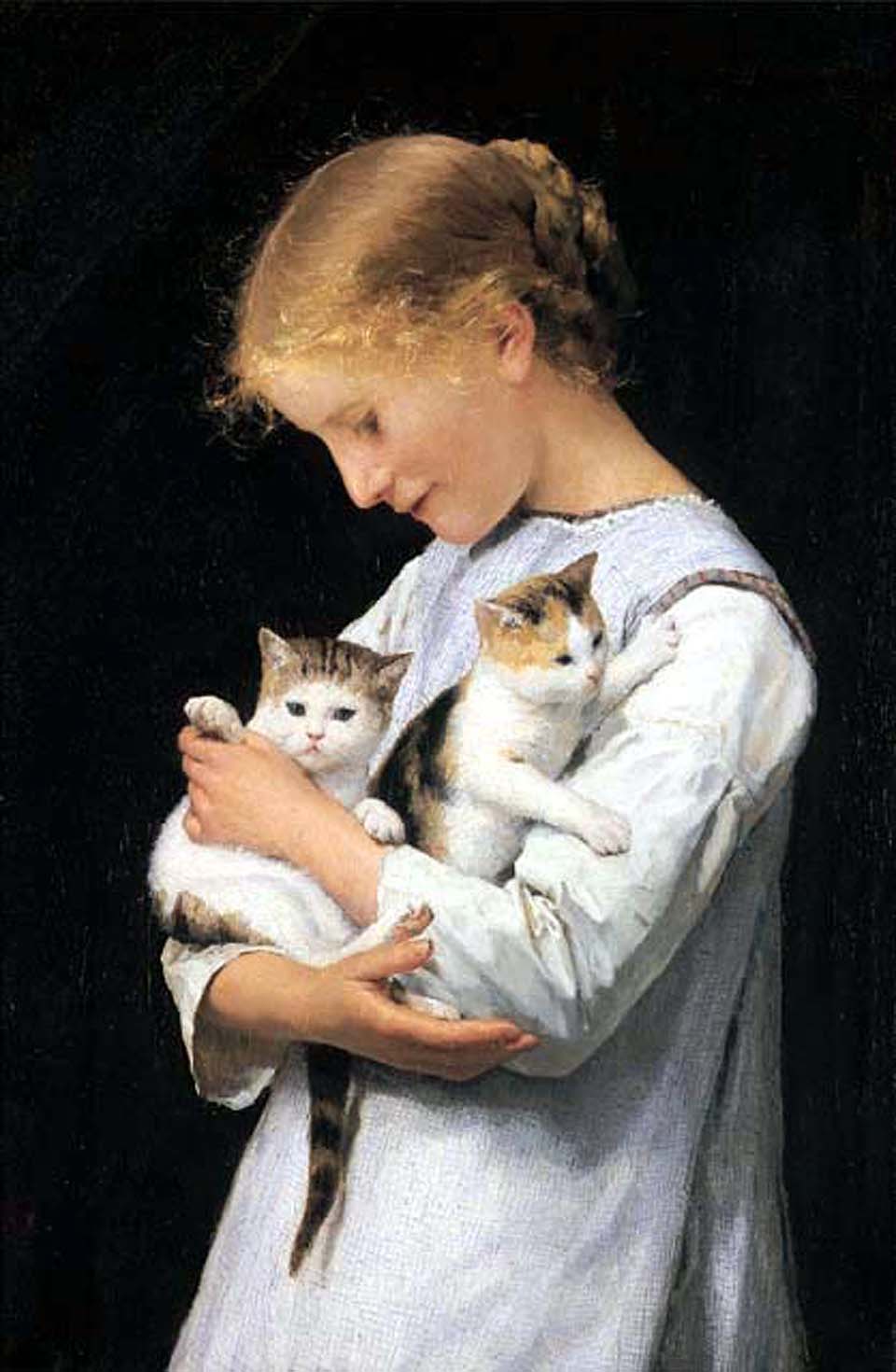 Jeune fille avec deux chats - 1888