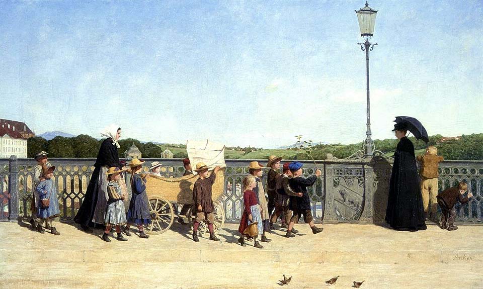 La crèche en promenade sur le pont - 1900