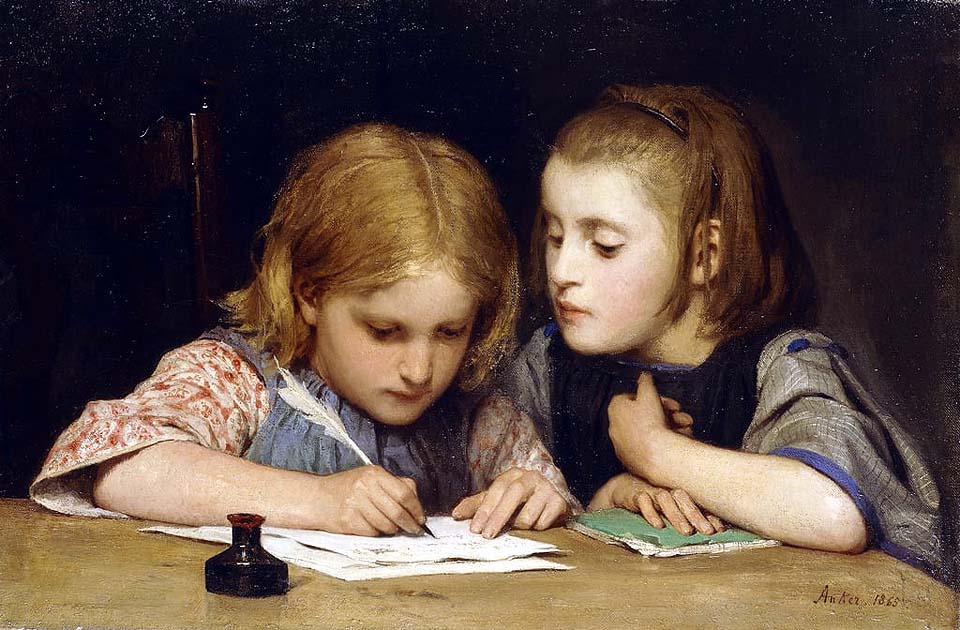 La leçon Cours d'écriture - 1865