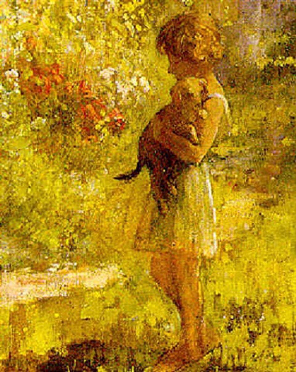 Young girl with dog