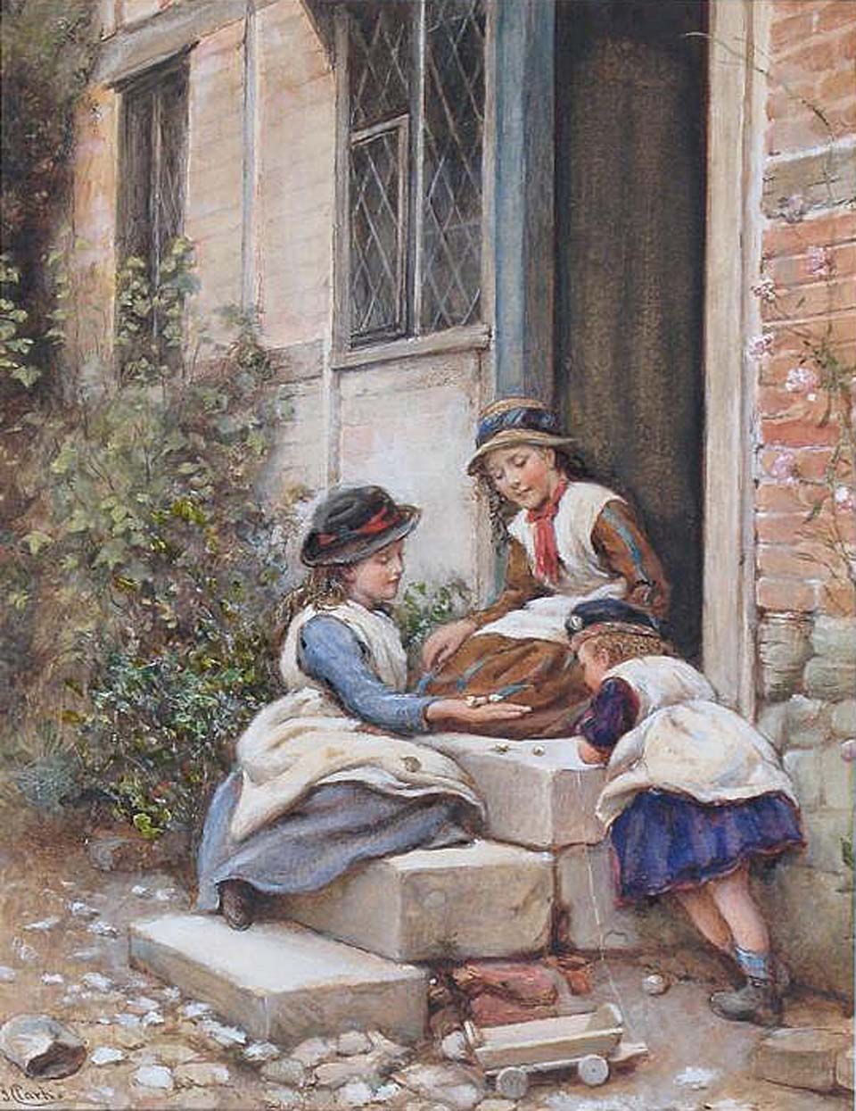 Children playing on the steps