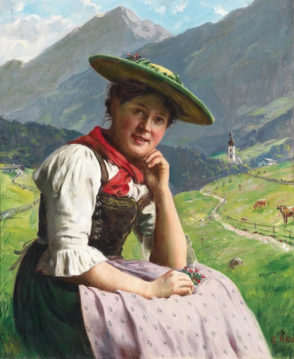 Country girl in an alpine landscape