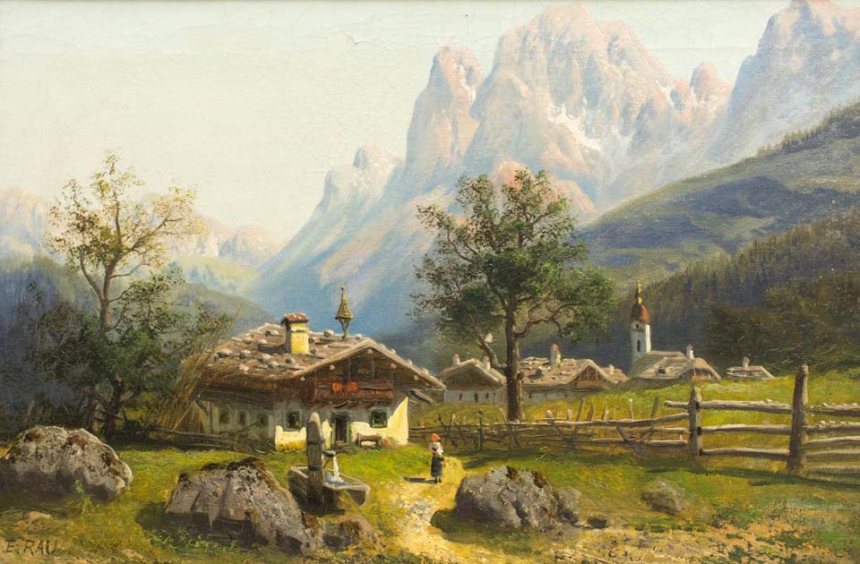 View of a homestead with mountains