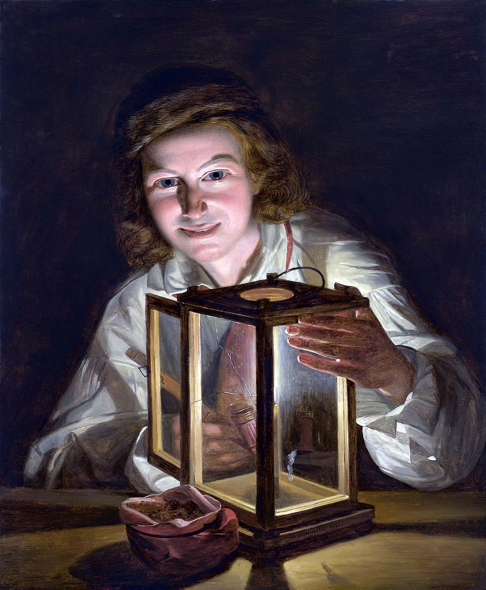 Self-portrait with a lantern