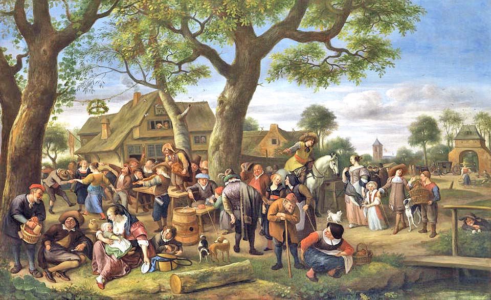 Fêtes paysannes devant une auberge, foire à Warmond - 1676