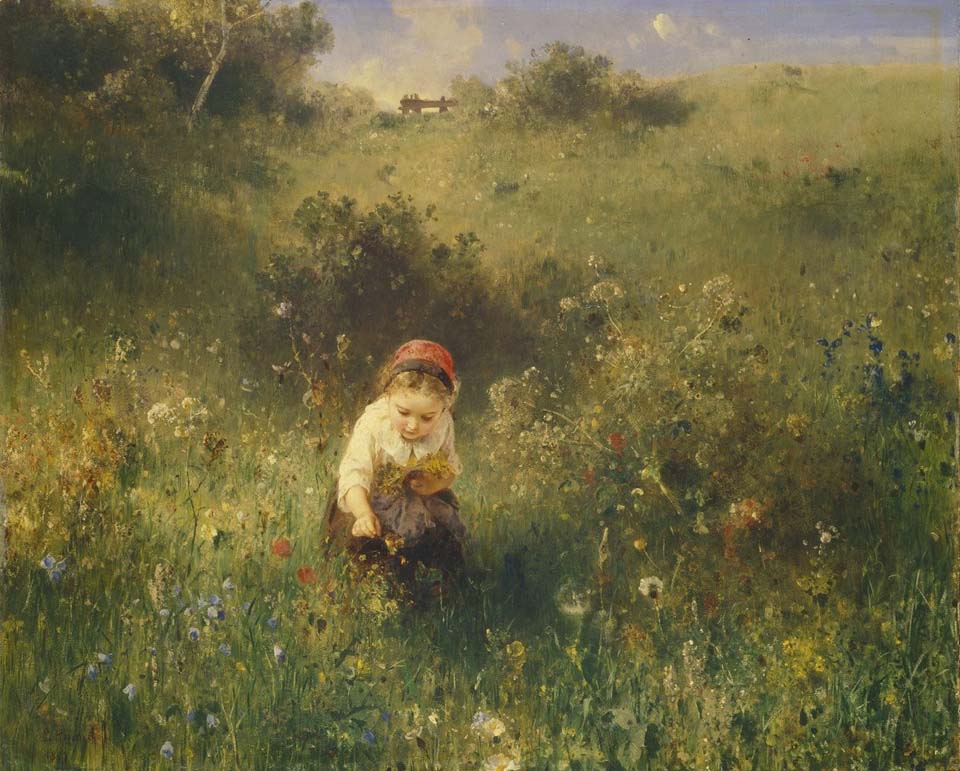 A young girl in a field