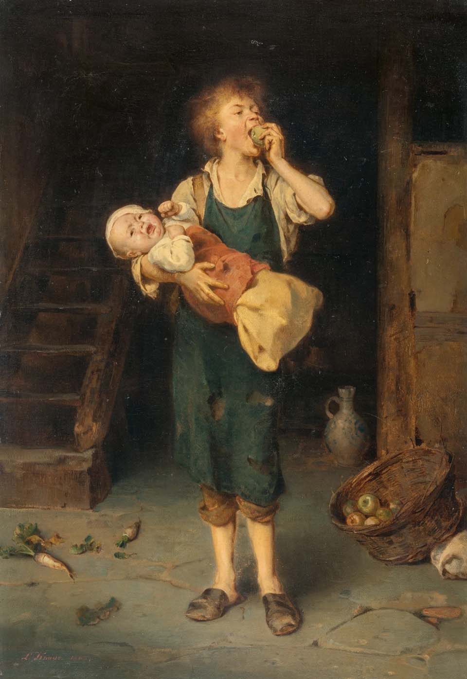 Orphan boy as a childminder - The sour apple 