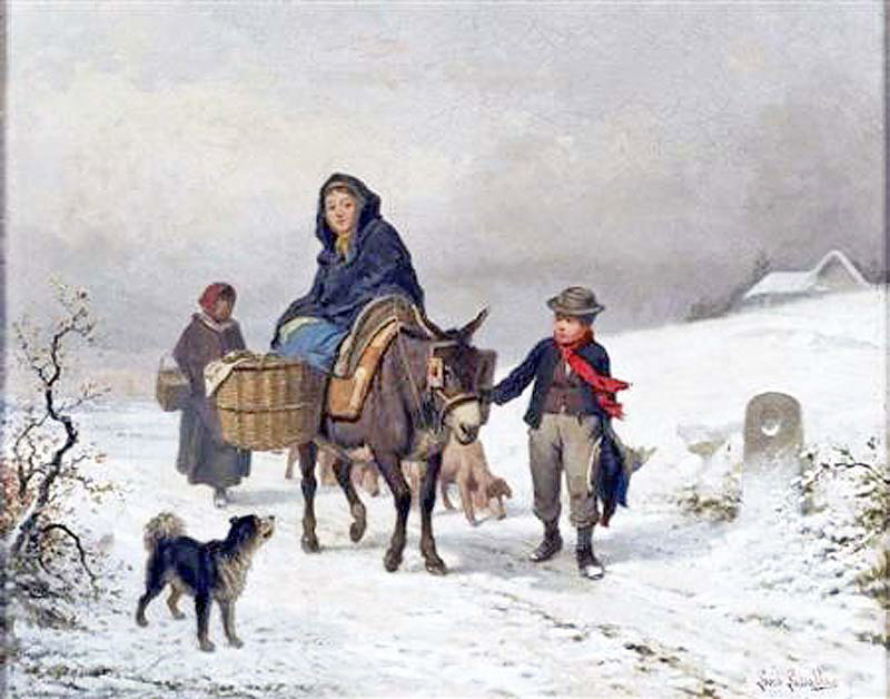 Donkey ride in the snow
