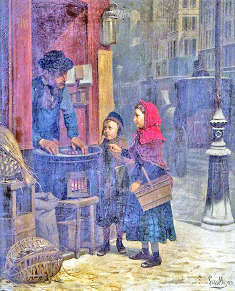 Paris - The roasted chestnut merchant and two children