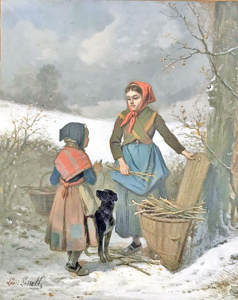 Peasants girls in the snow