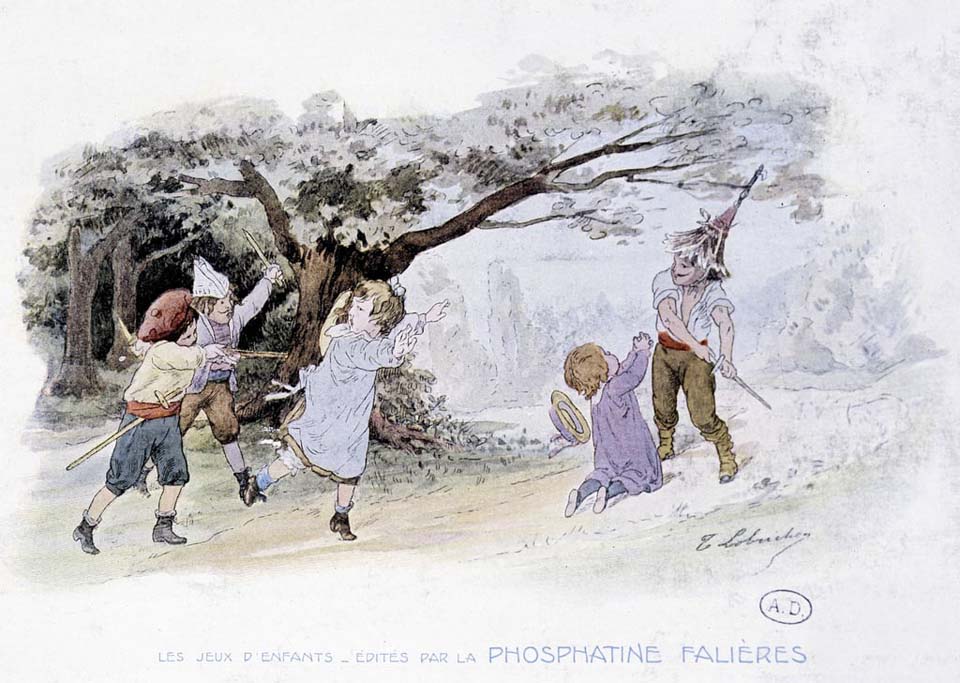 Children playing war soldiers