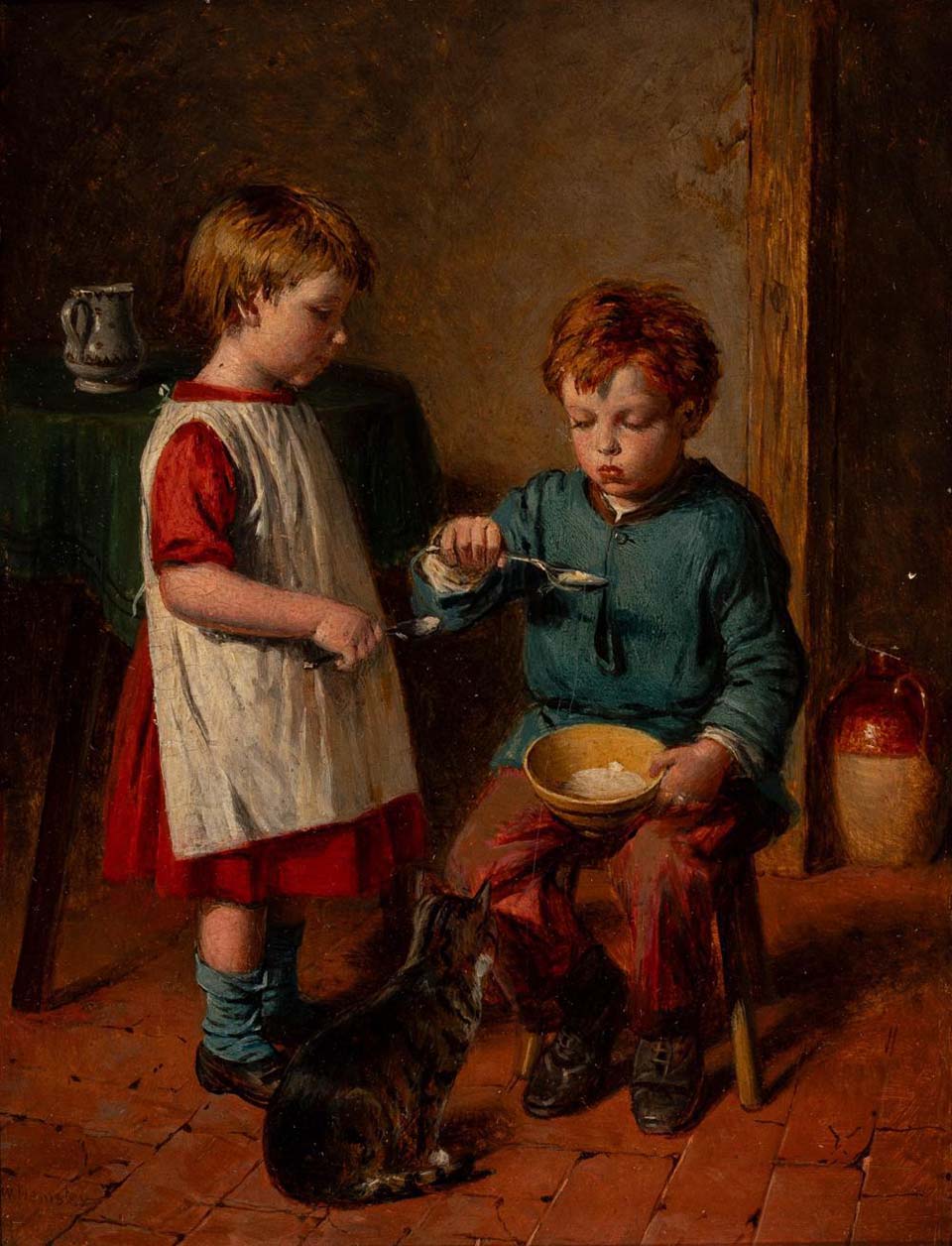 Children share soup