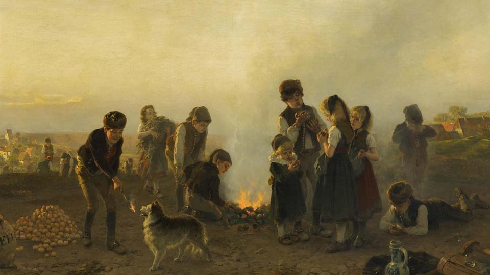 Children at the potatoe fire