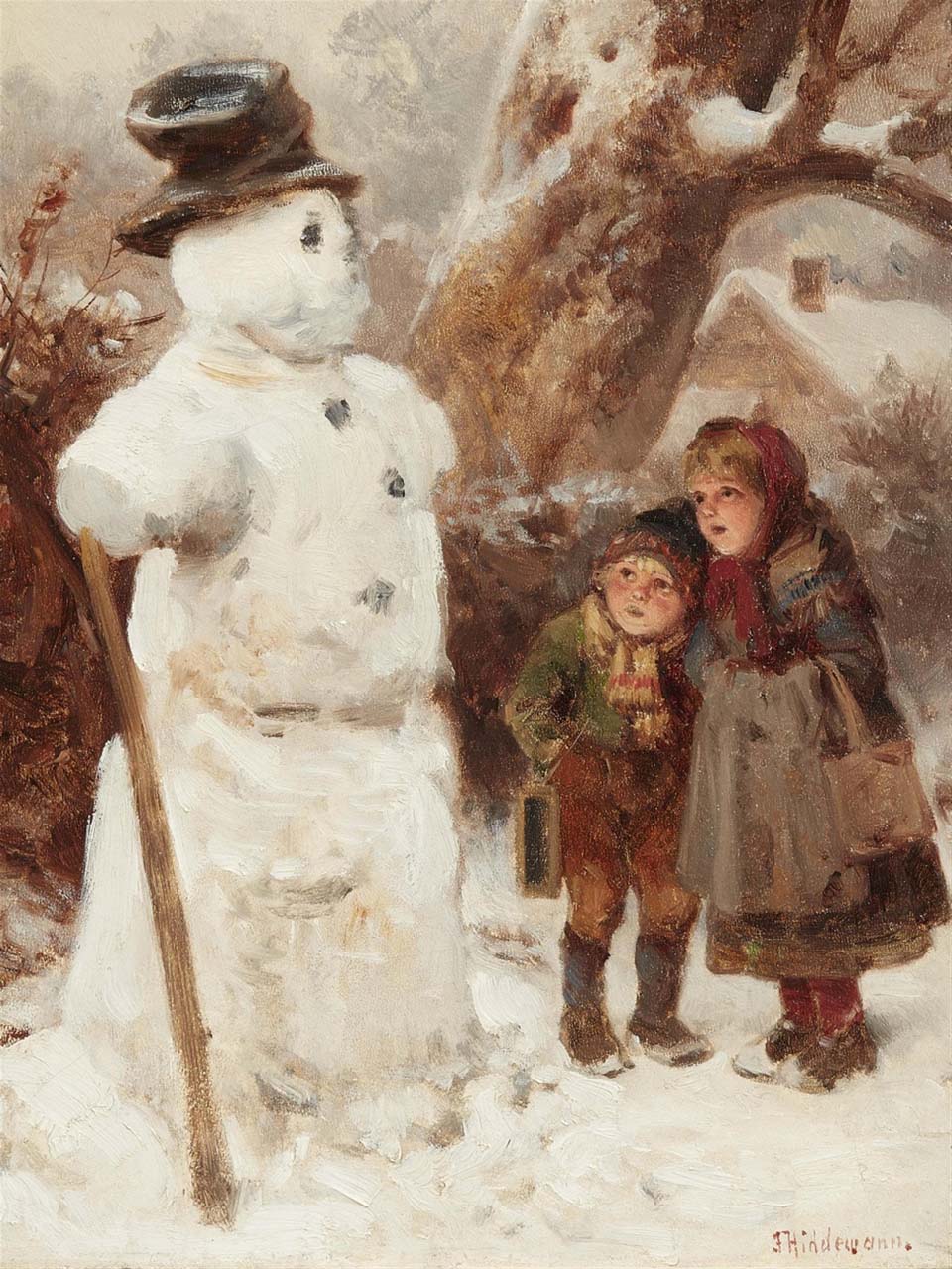 Children with a snowman