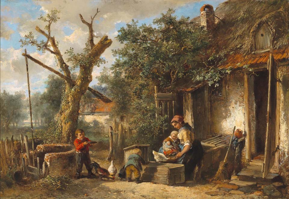 A family idyll in a courtyard