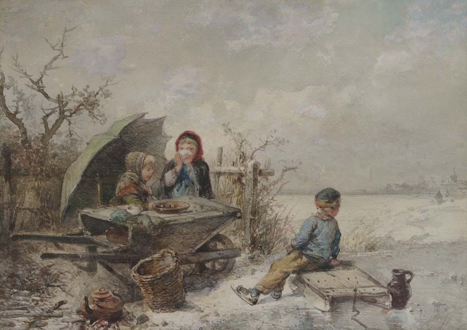 Children playing on the ice