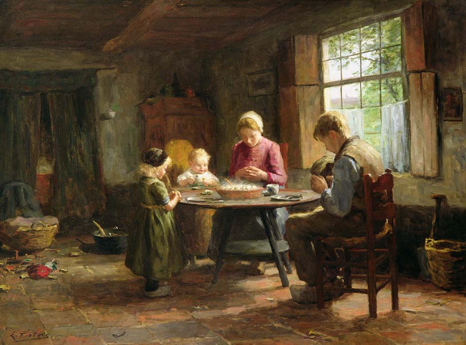 A dutch interior - Grace before the meal