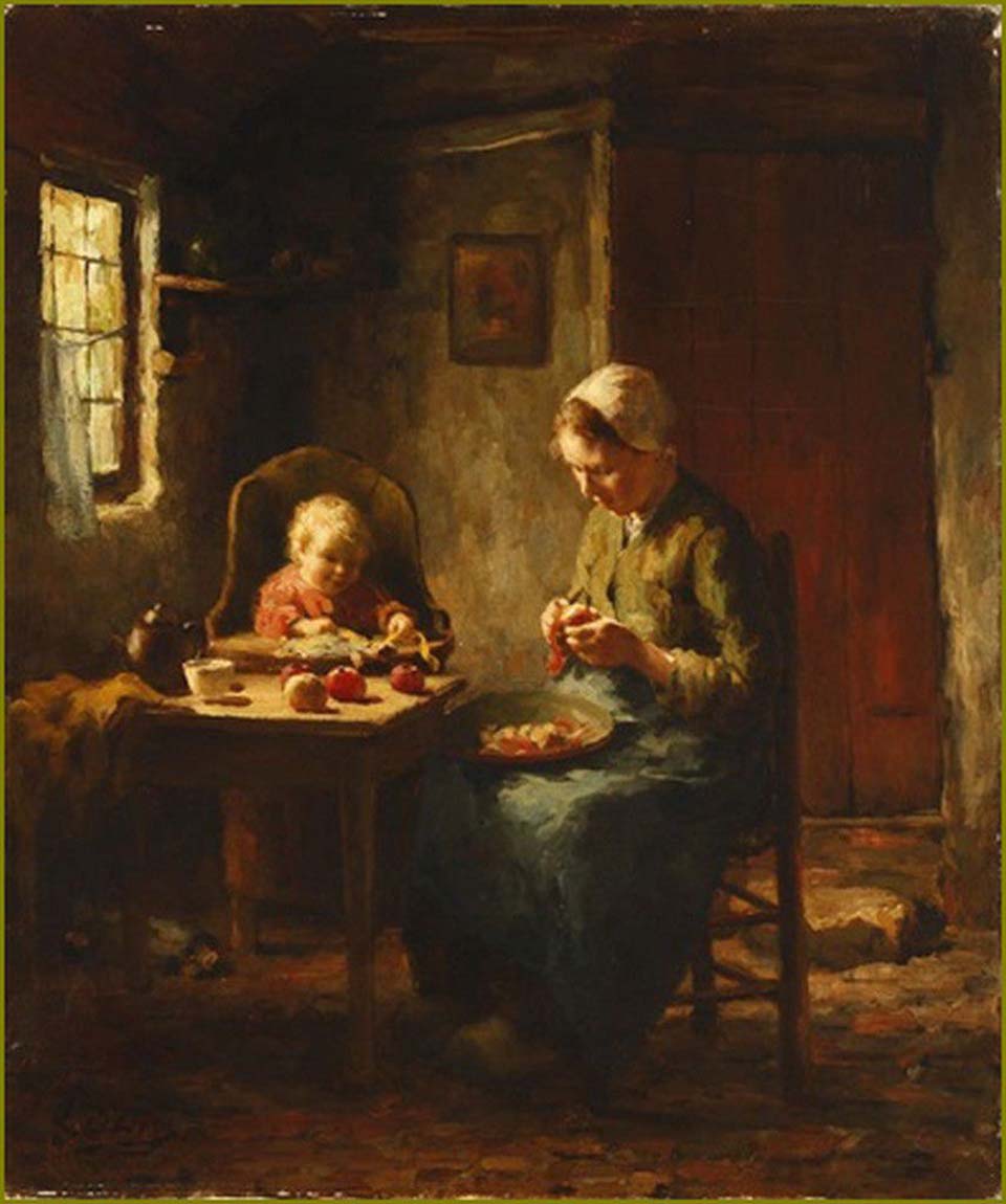 Woman peeling apples