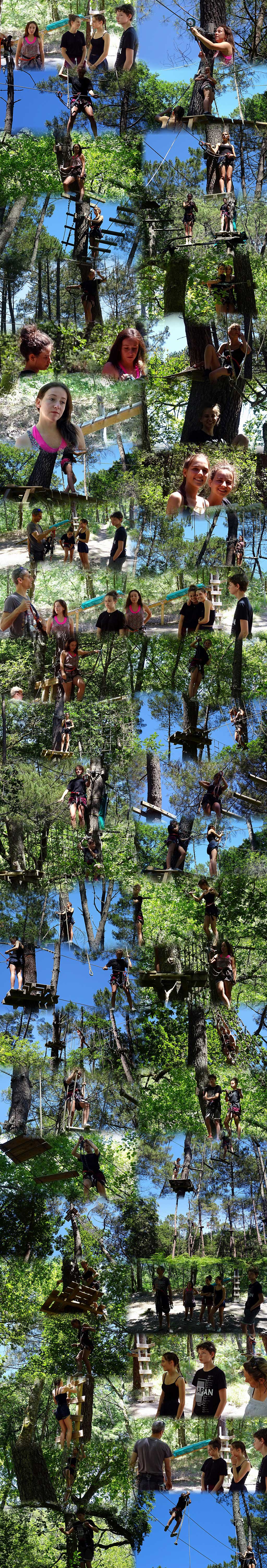 Comme des écureuils Sonia, Lena, Céleste et Lucas - parcours acrobatique forestier base de loisirs de Testarouman à Pissos - Landes