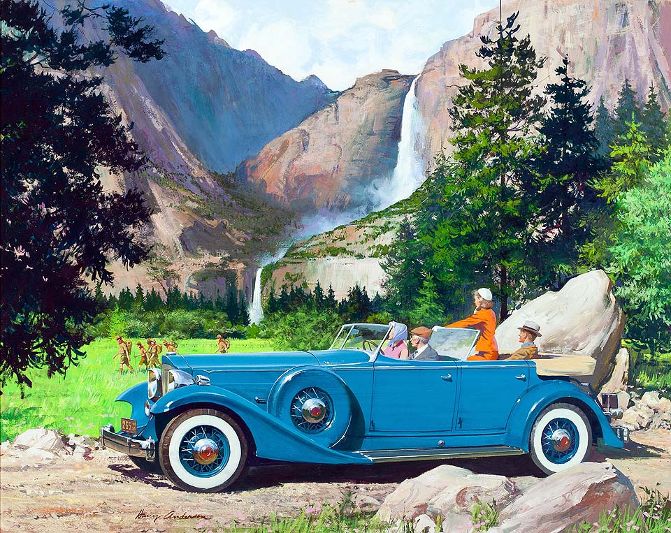 1933 Packard Sport Phaeton:  Down from the granite heights (Yosemite Falls)