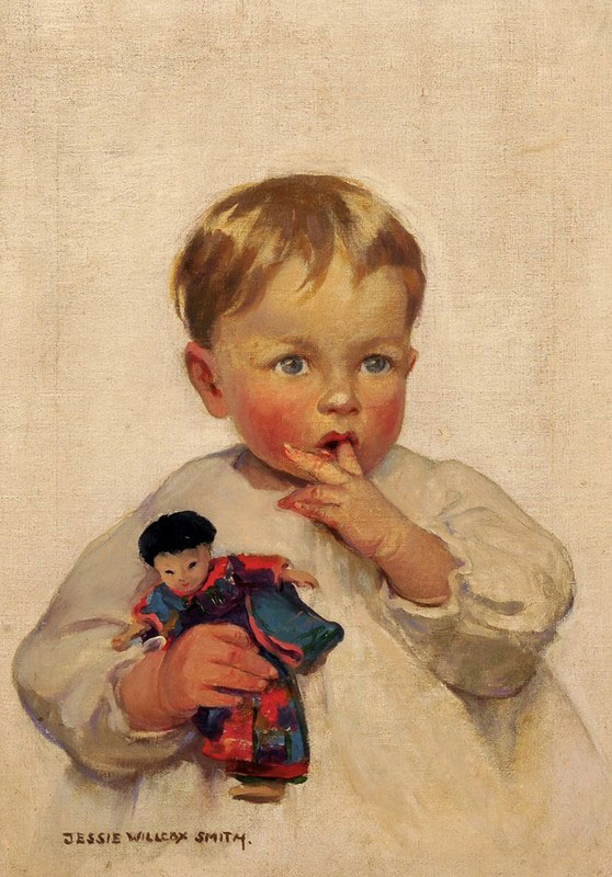 Young Child Holding a Chinese Doll