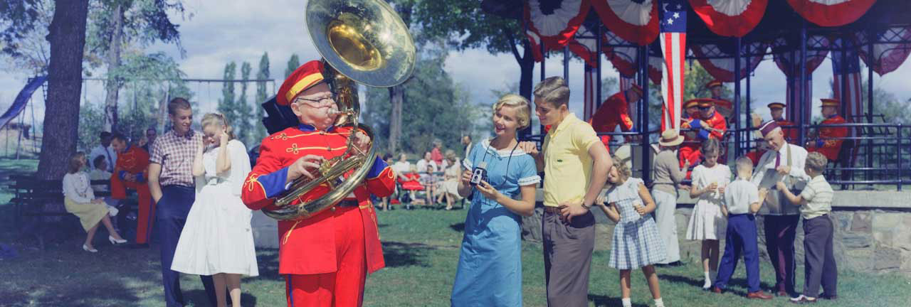 Outdoor summer band concert (Concert estival en plein air), Palmyra Village Park, New York, 1957 - Charles O. Baker