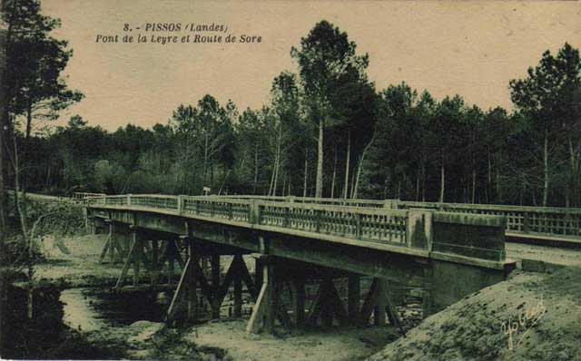 le pont de Testarrouman (pont de Sore) vers 1930