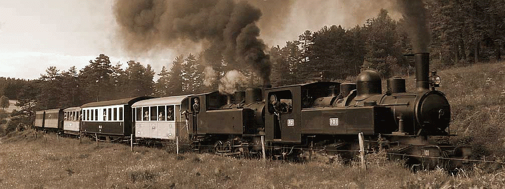 tortillard : chemin de fer à vapeur ou autorail qui permettait d'aller de St-Etienne au Chambon-sur-Lignon