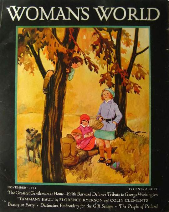1931-11 Les enfants jouent dans les arbres