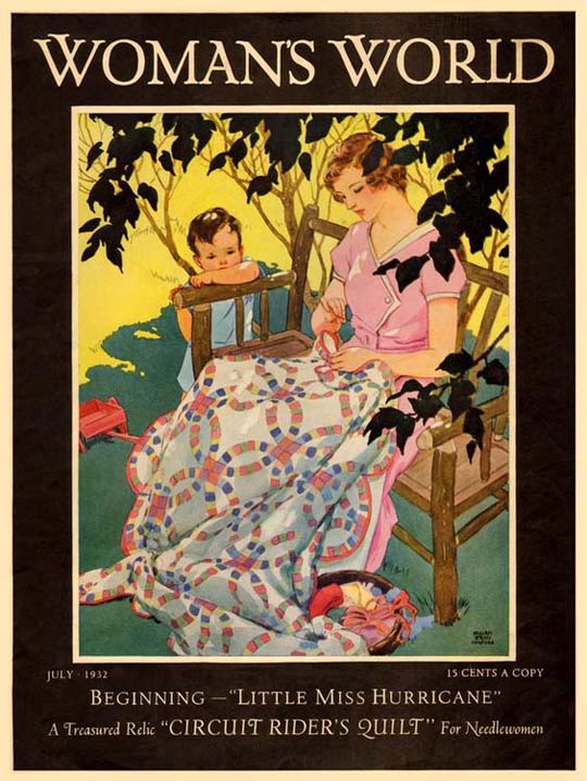 1932-07 La mère travaille sur un quilt