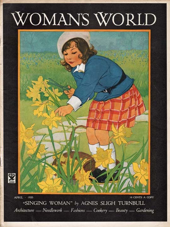 1935-04 Fille cueillant des jonquilles