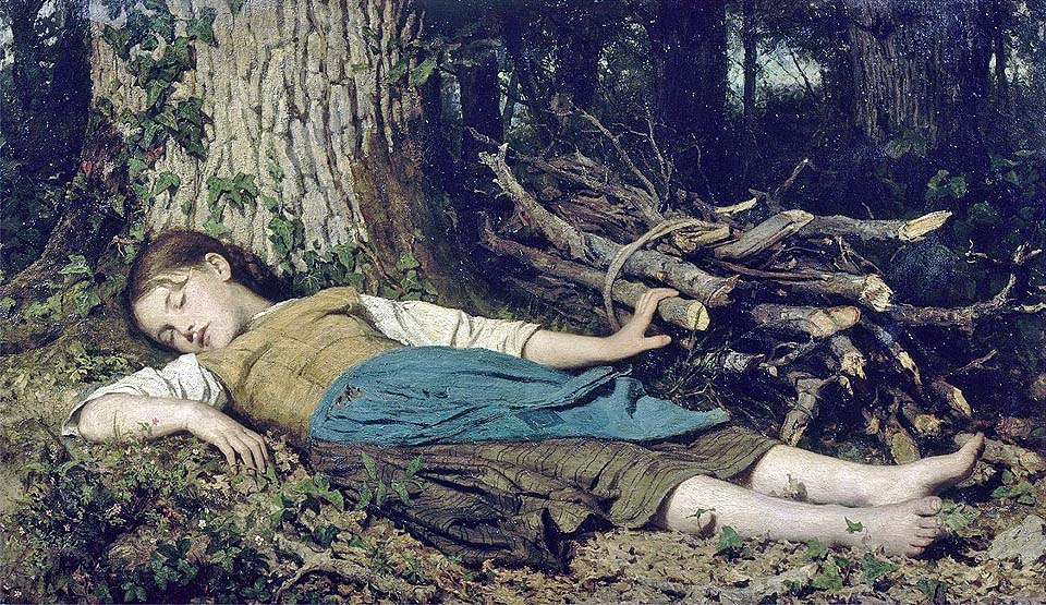 Fille dormant dans la forêt - 1865