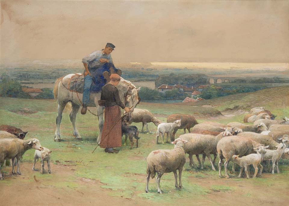 Shepherds with flock