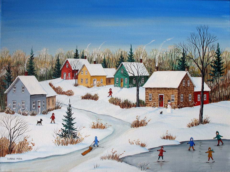 Five houses in winter