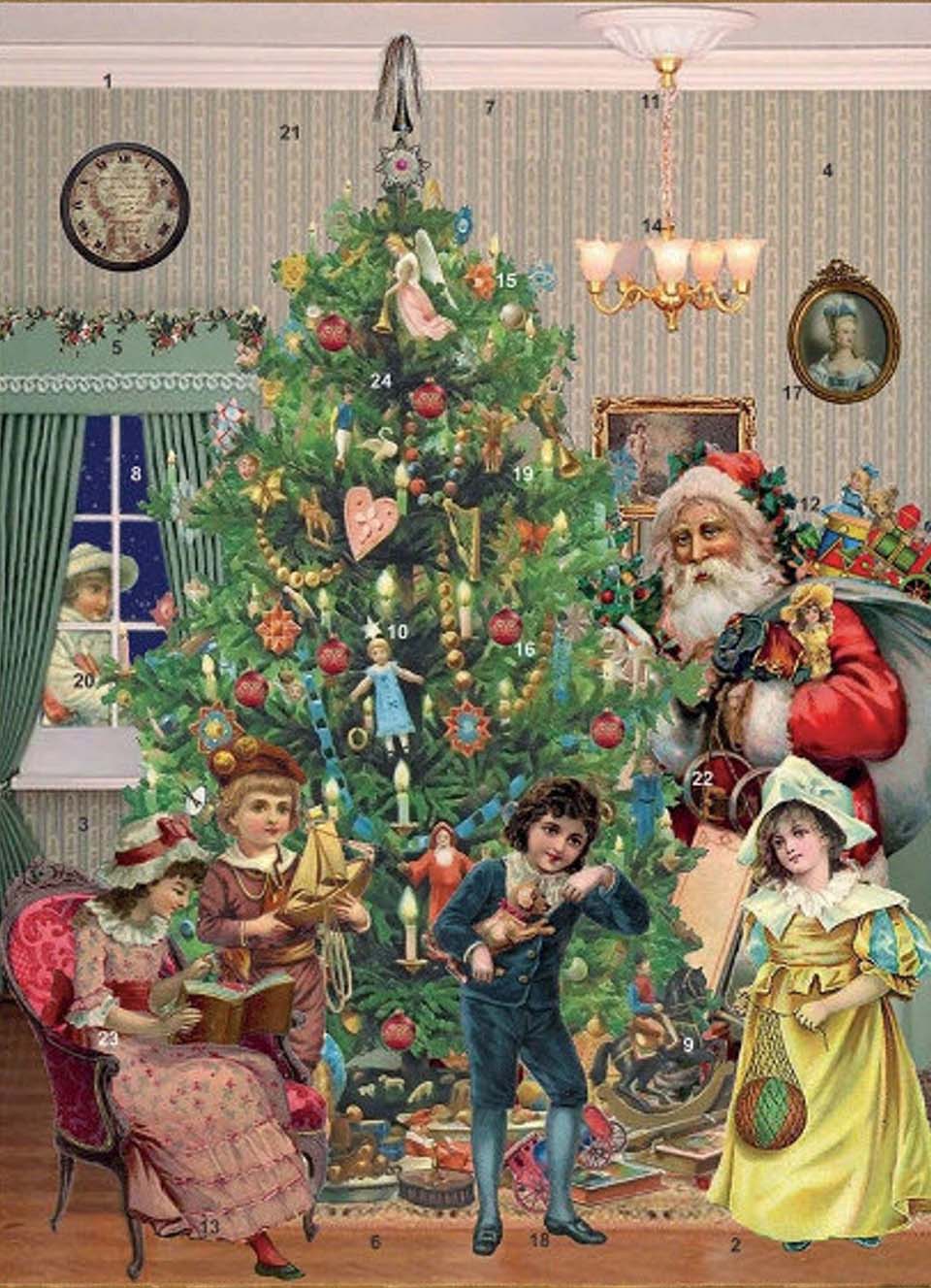 Victorian Christmas tree scene