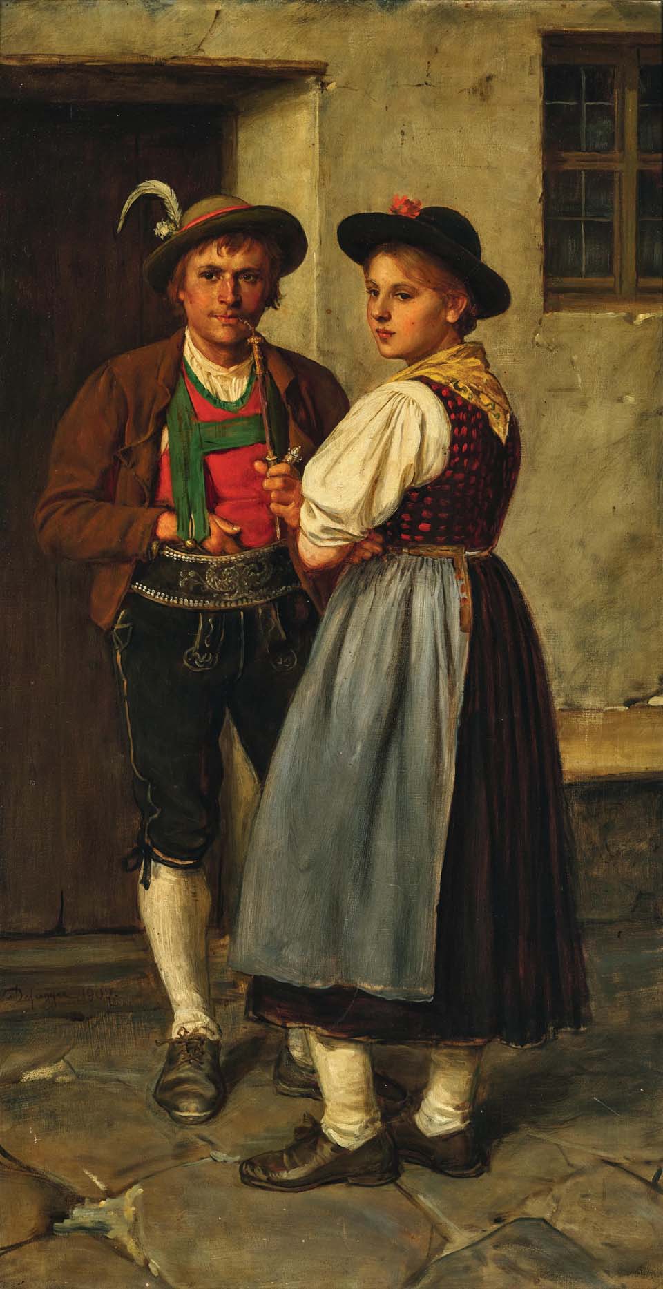 A young couple at the entrance