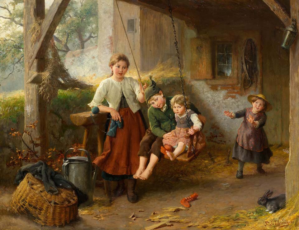 Children on a swing