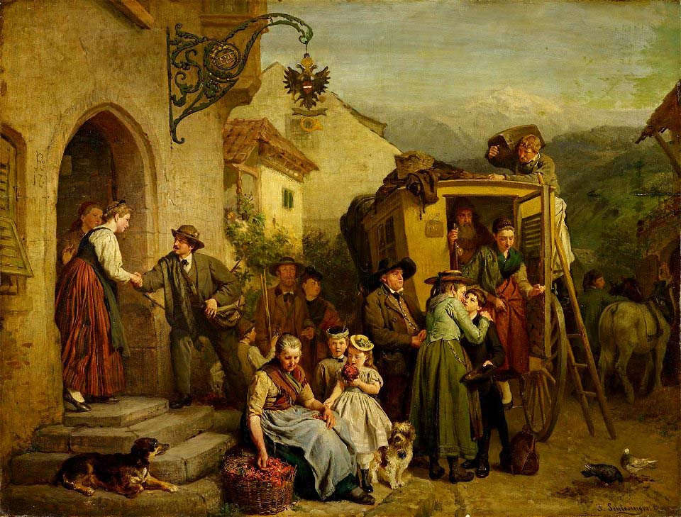 The arrival of the stagecoach