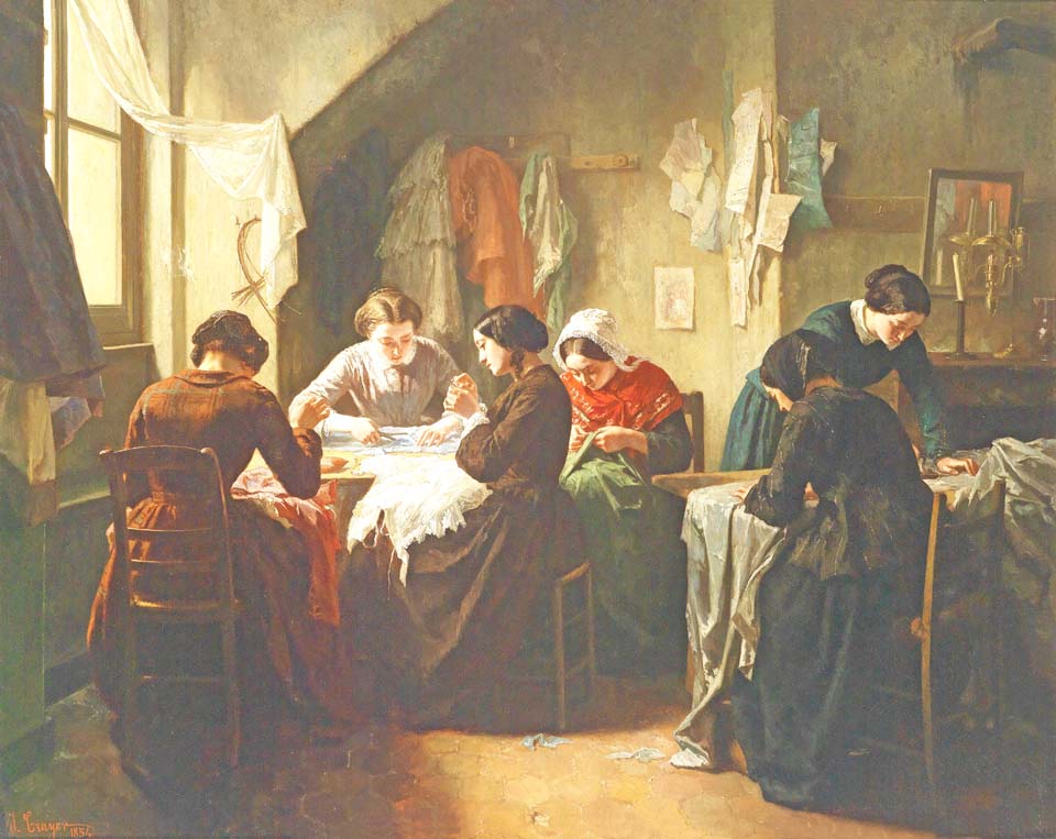 Breton seamstresses or sewing workshop