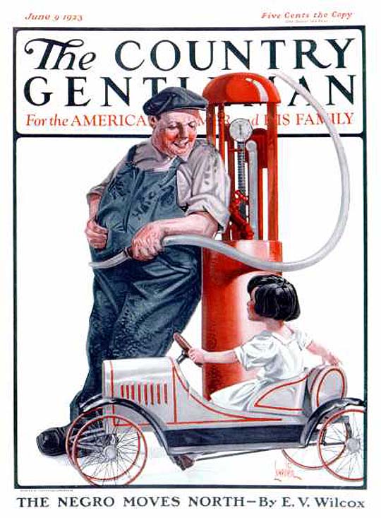1923-06 Voiture à pédales à la pompe à essence