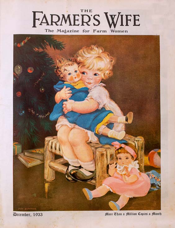 1933-12 Fillette et sa poupée à Noël