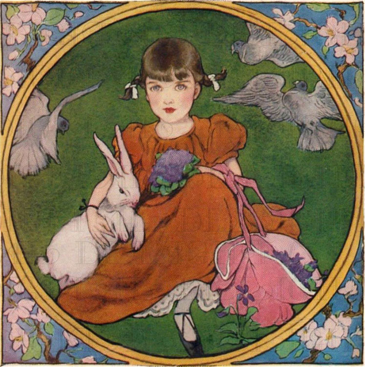 Sweet Girl and Bunny Rabbit