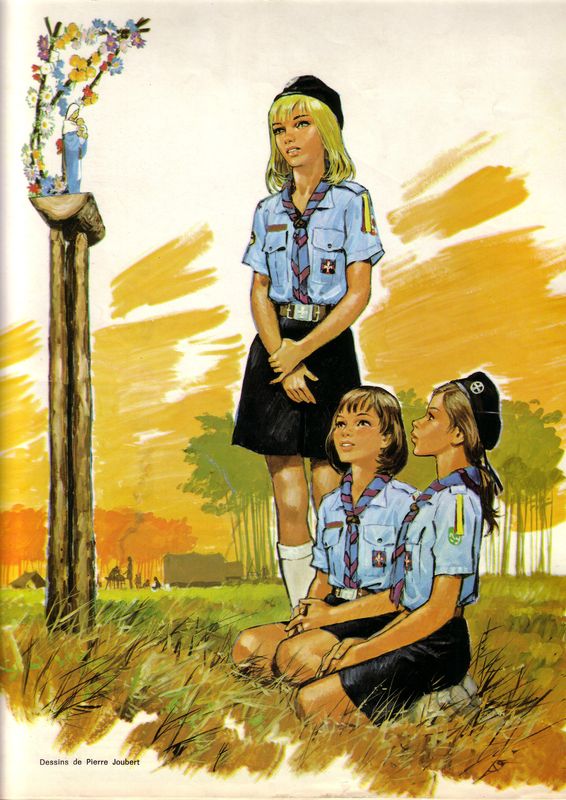 French Girls Scouts Praying to the Virgen Mary