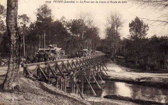 le pont de Testarrouman (pont de Sore) vers 1910