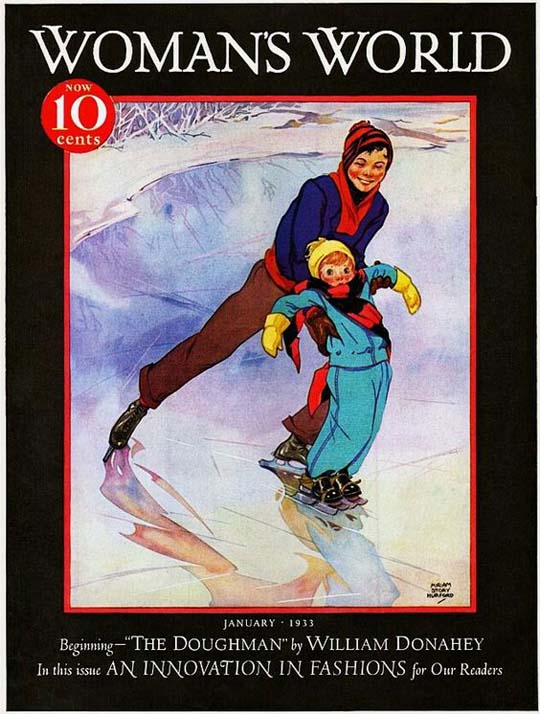 1933-01 Aider sa petite sœur à faire du patin à glace